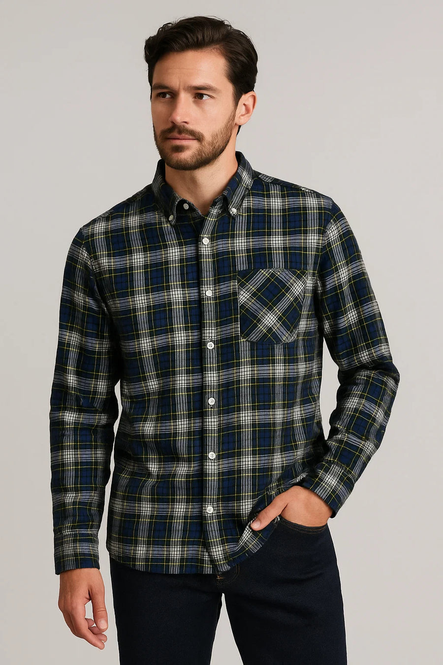 Blue & white Men's Checkered Shirt