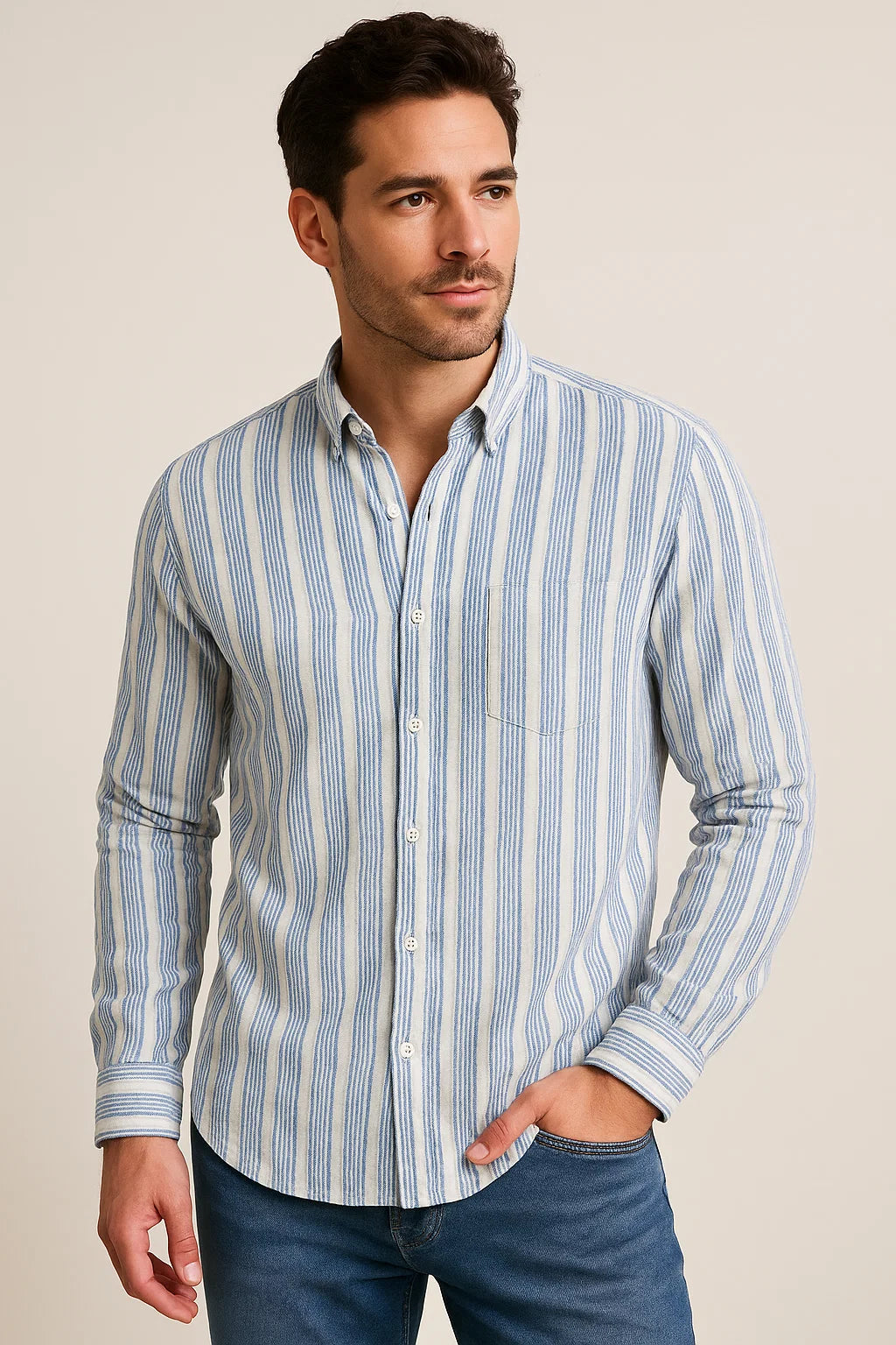 Men's Striped Button Down Shirt