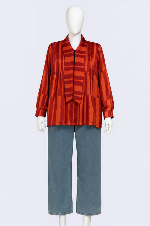 Rust Stripe Ladies Overlay Top