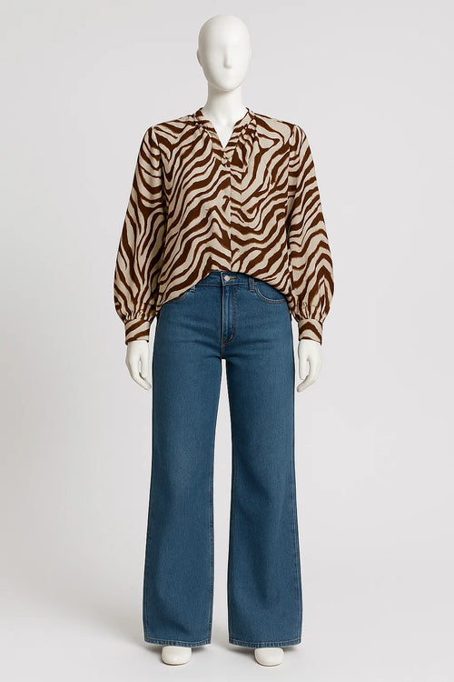 Zebra Print Ladies Ruffle Top