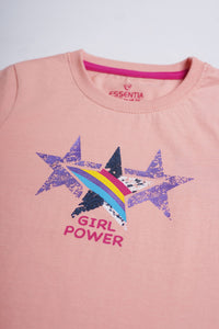 Girls Power 3 Star Printed Tee
